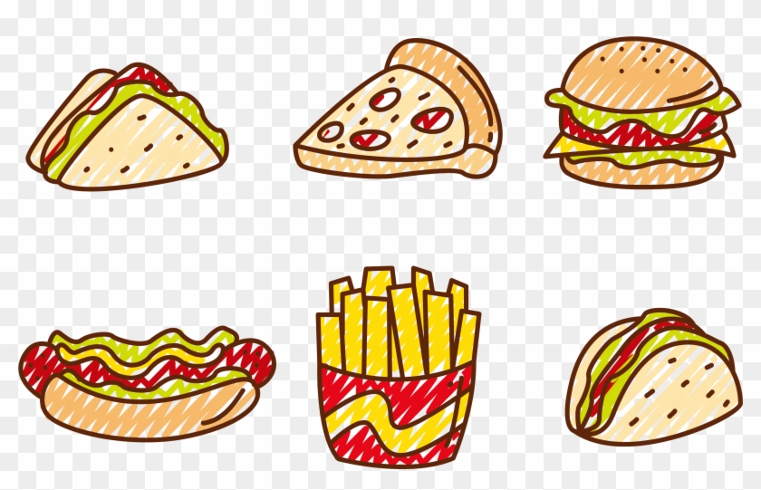 Fast Food Hamburger Pizza Hot Dog Club Sandwich - Fast Food Vector #270744