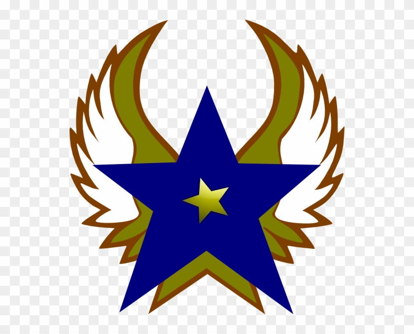 Blue Star With 1 Gold Star And Wings Png Clip Art - Army Wife Round Car Magnet #44740