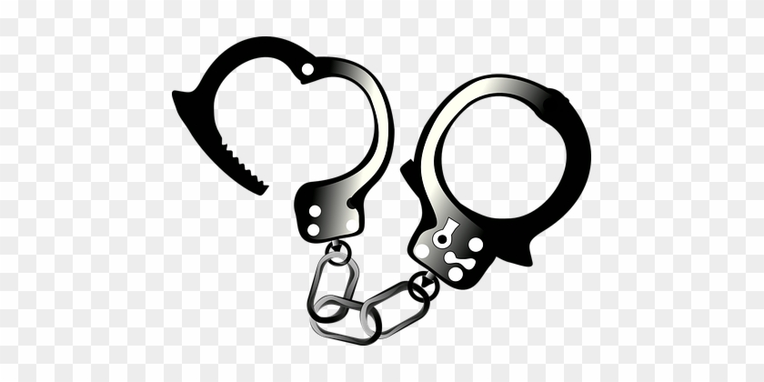 Handcuffs Cuffs Arrest Law Security Prison - Open Handcuffs Clipart #44894