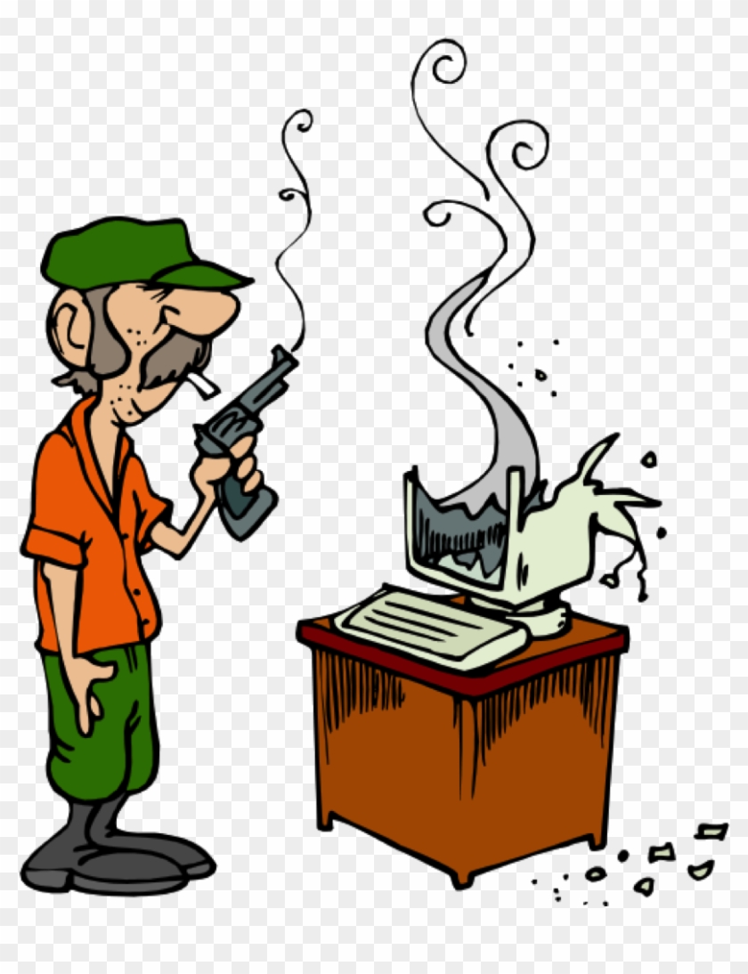 Destroyed Computer - Shooting Computer Clipart #45862