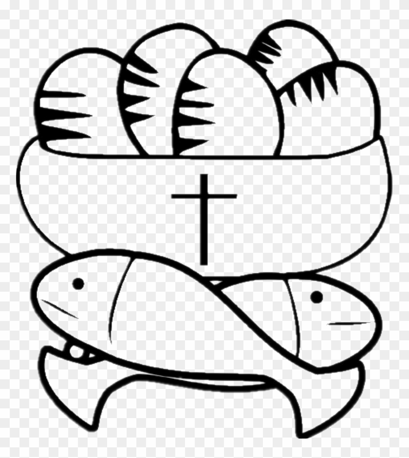 Jesus Feeds 5000 Coloring Page - Catholic Outline Clipart #46233