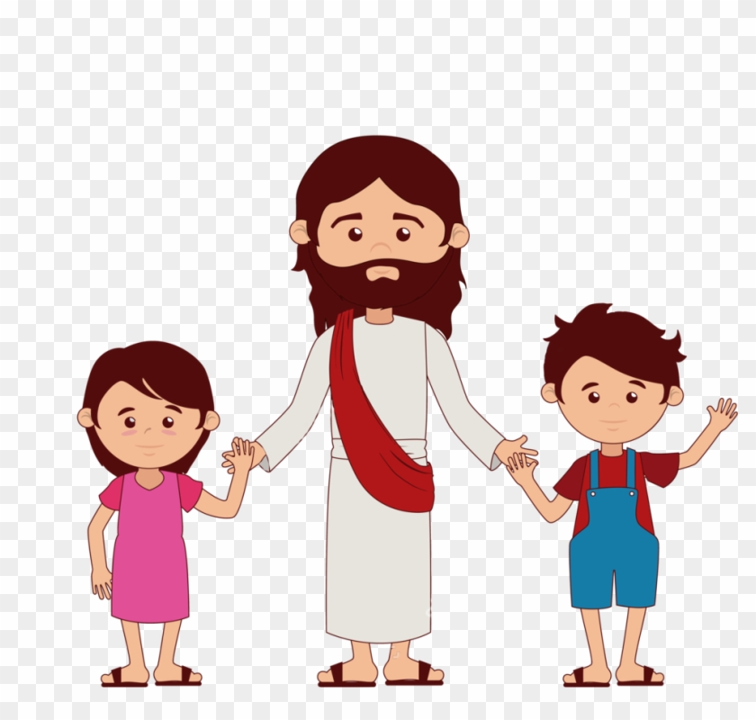 Jesus Vector - Jesus Holding Child Cartoon #46242