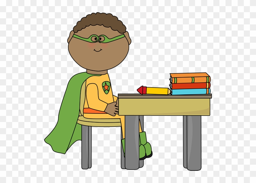 Superhero In School - Sit In Chair Clip Art #46369