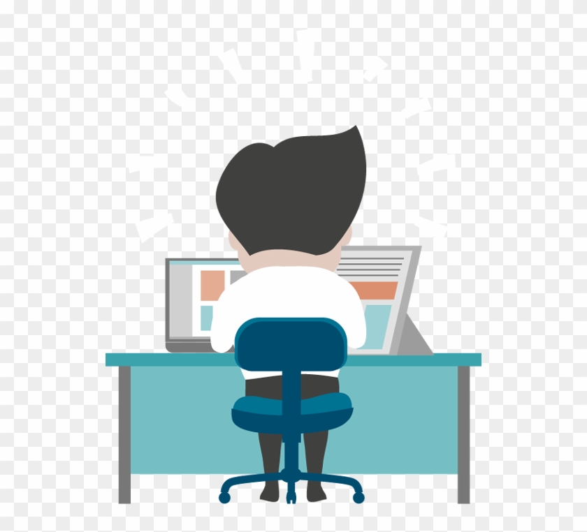 Cartoon Business Man Working At Office Desk - Office Cartoon Png #47144