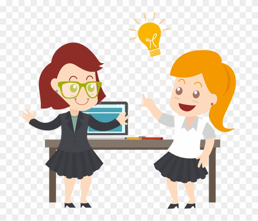 Two Business Woman With Idea Light Bulb - Portable Network Graphics #47460