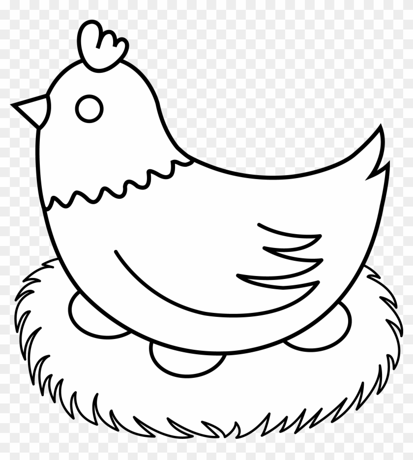 Nest Clipart Hen On - Hen Clipart Black And White #47495