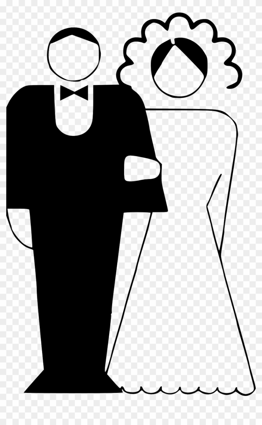 Black & White Bride And Groom Clip Art At Clker - Marriage Black And White #47799