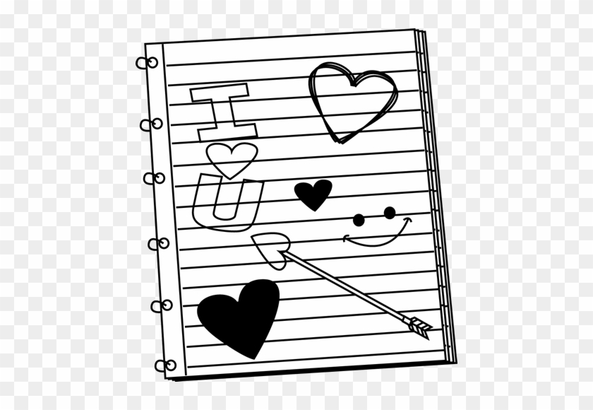 Black And White Valentine's Day Notebook Scribbles - Valentine Day Clip Art Black And White #47816