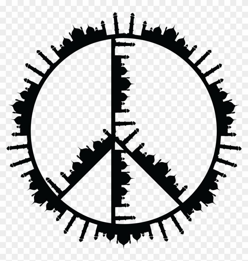 Free Clipart Of A Peace Symbol Of Mosques In Black - Permanent Magnet Ac Motor Gif #48980