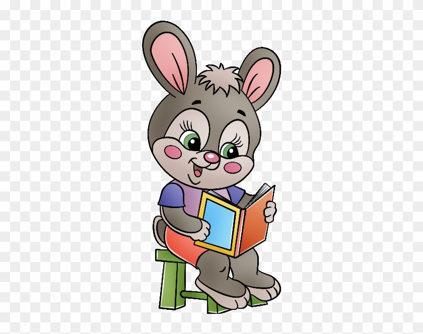 The Animal School Clip Art - Un Conejito Leyendo Un Libro #49530