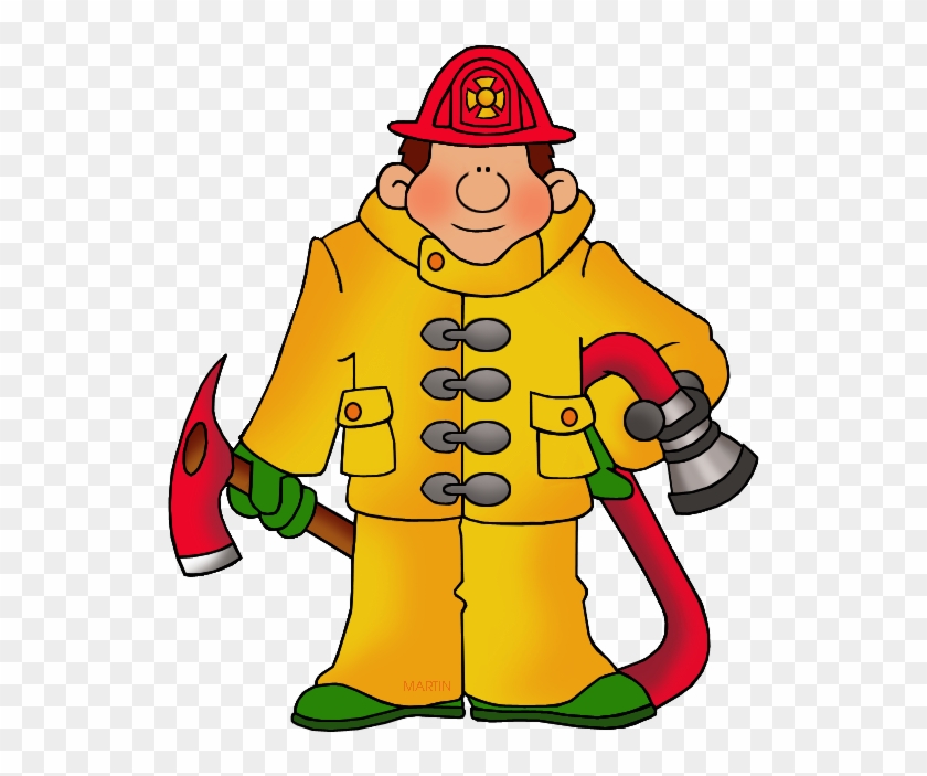 Occupations Clip Art By Phillip Martin, Fireman - Firefighter Clipart #49828