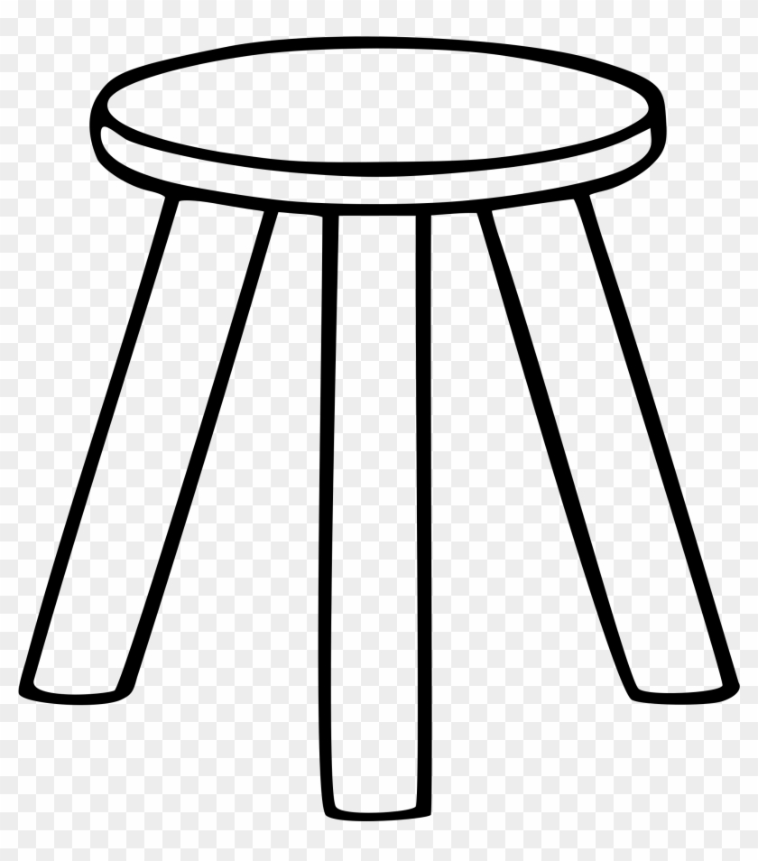 Chair Clip Art Black And White - Three Legged Stool Clipart #50487