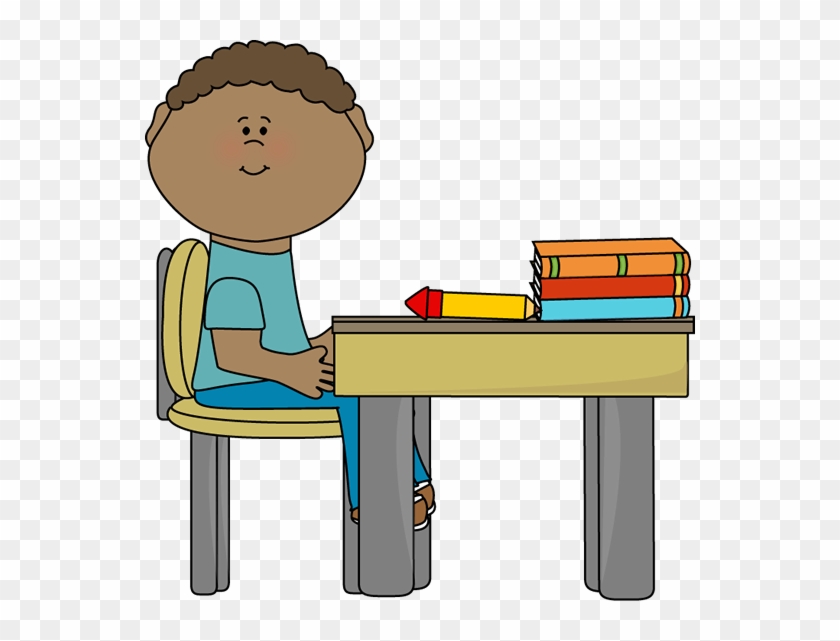 Boy In School - Sitting At Desk Clipart #51308