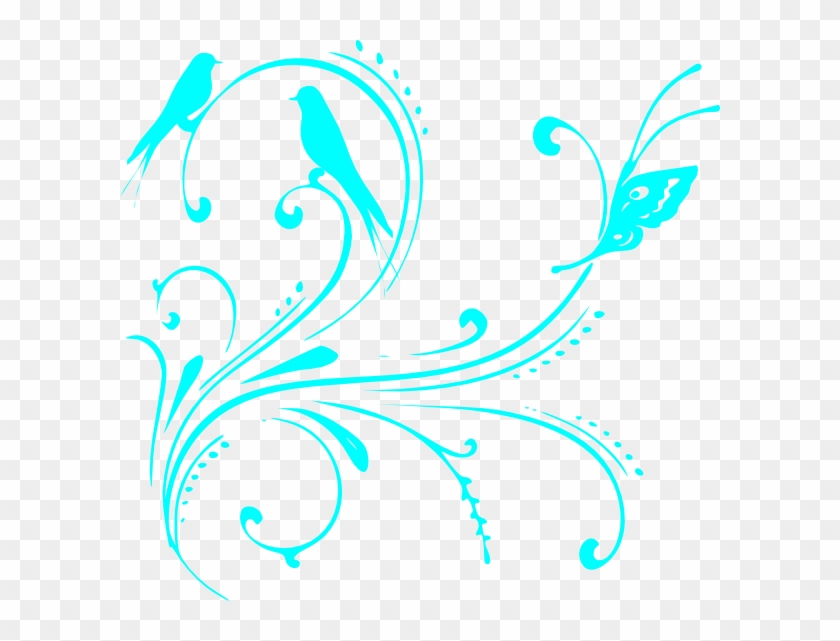 Turquoise Clip Art Vector - Turquoise Flowers Clip Art #52358