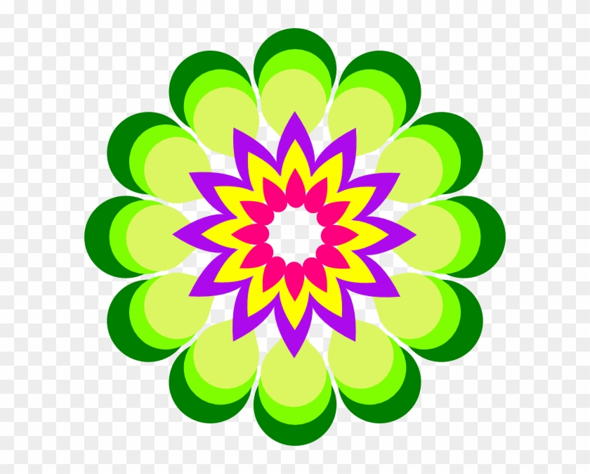 Geometric Flower Multicolor Clip Art At Clker - Multi Color Clip Art #271521