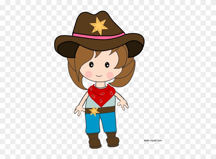 Cowgirl Standing In Western Dress Clipart - Clip Art #271619