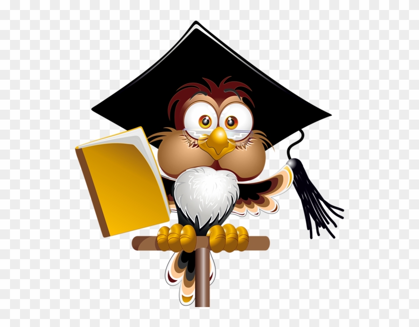 Owl With School Book Png Clipart Image - Teacher Cartoon #271690