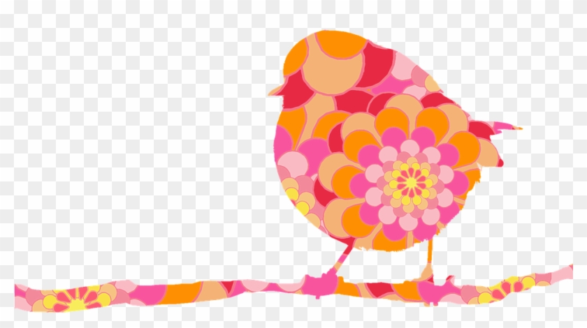 Bird, Robin, On Branch, Flower-power, Floral Design - Floral Bird Design #271760
