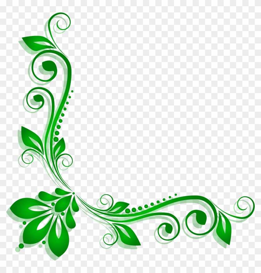 Green Floral Deco Png Clipart - Green Flower Border Png #271831