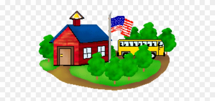 School With Flag Clipart - School Bus Clip Art #272415