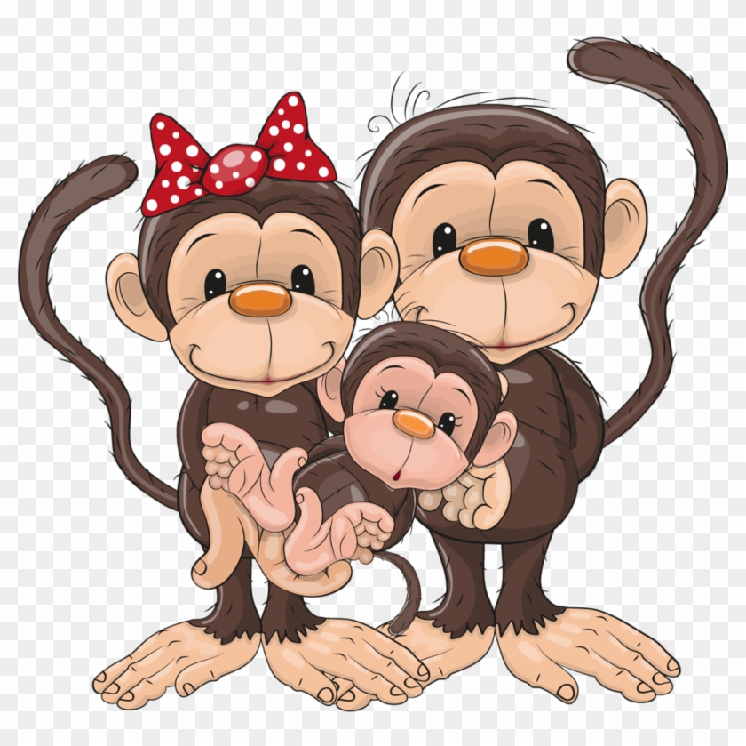 Funny Monkeys, Clip Art, Digi Stamps, Bears, Monkey, - Monkey Family Vector #272736