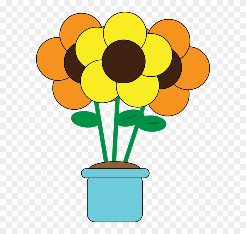 Sunflower Cartoon Cliparts 13, - Vaso De Flor Png #272835