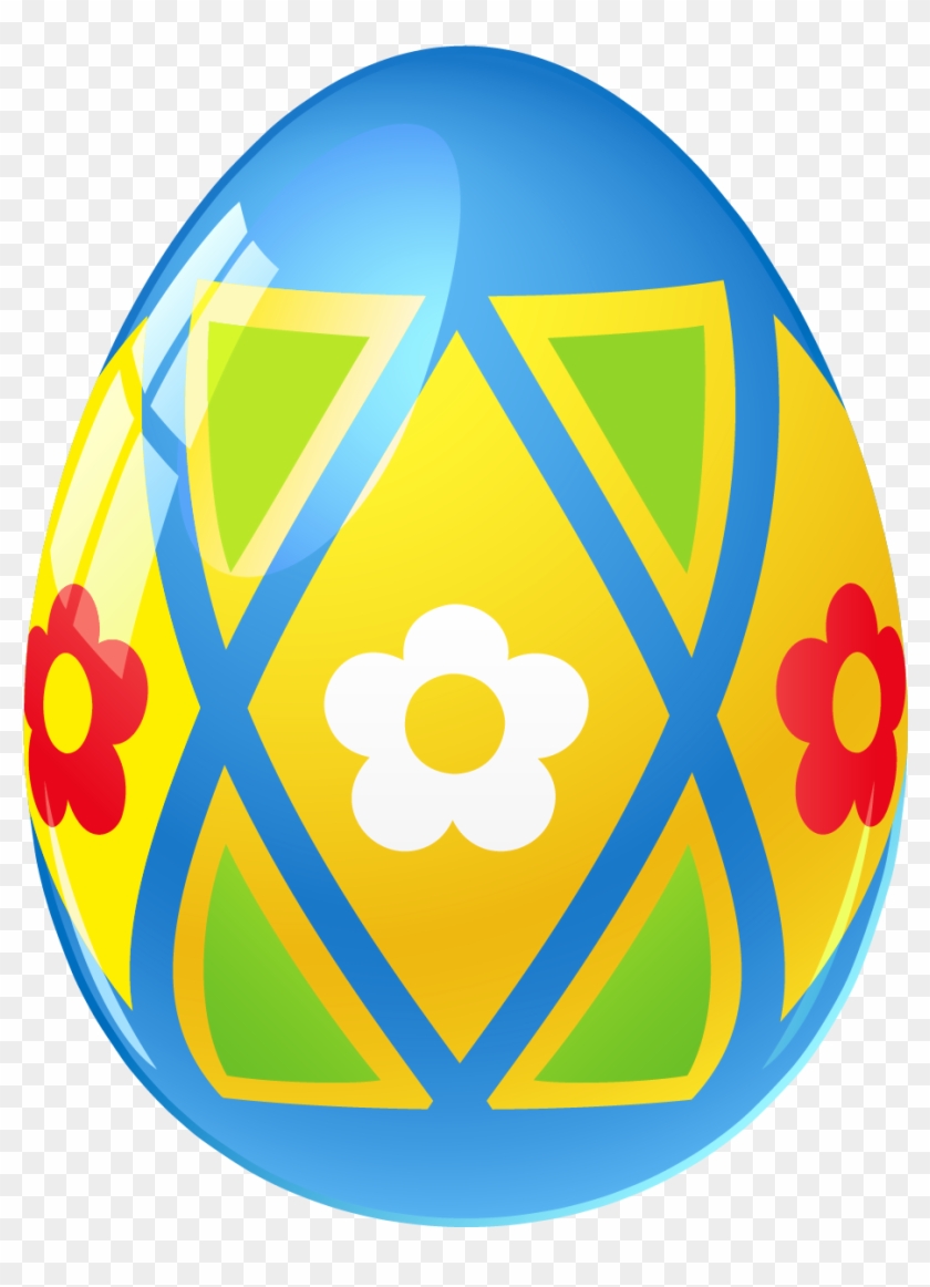 Blue Easter Egg With Flowers Picture 0 Clip Art - Easter Egg Clip Art #273007