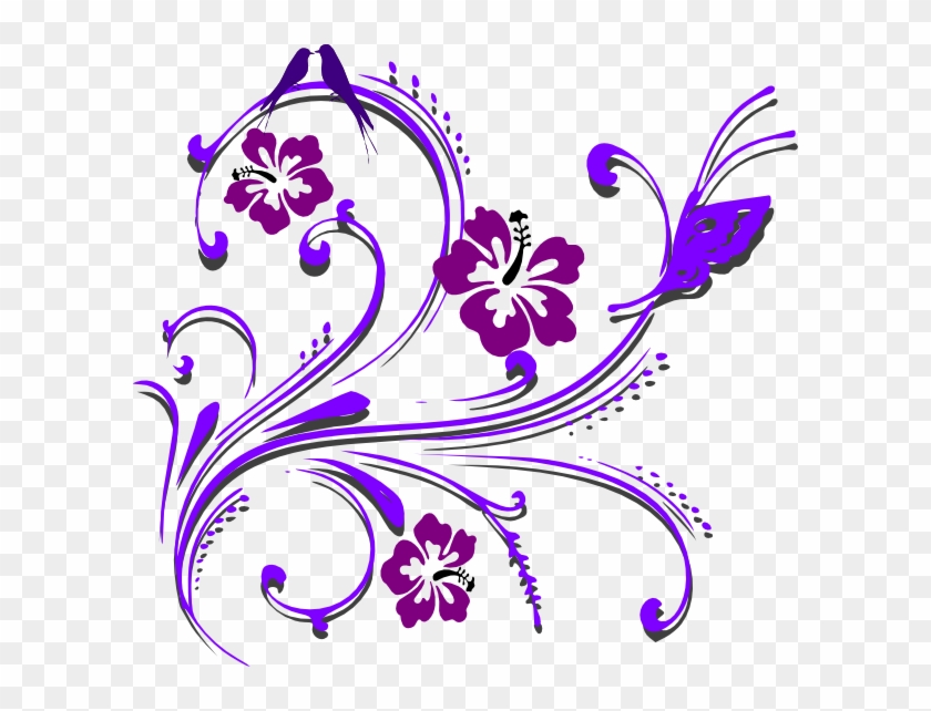Purple Flower Vine Clipart - Purple Butterfly Flower Clip Art #273127