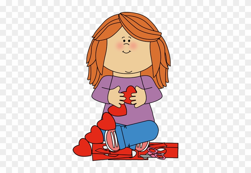 Girl Making A Valentine - Making A Valentine Clipart #273129