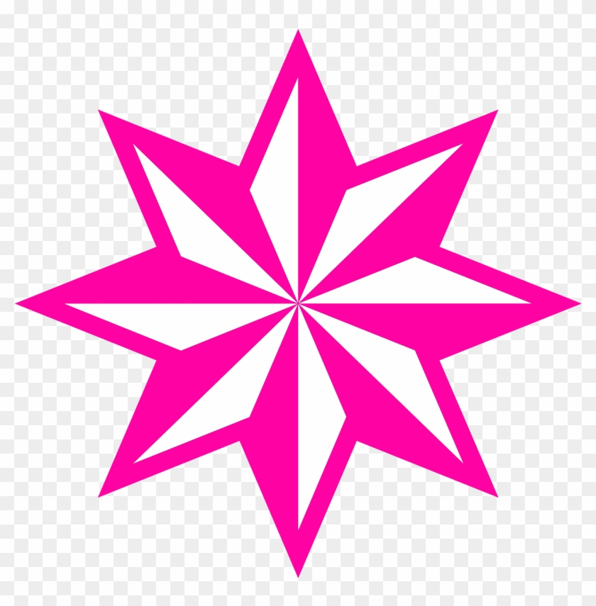 Pink Star Clipart Faceted Star - 8 Pointed Star Vector #273162