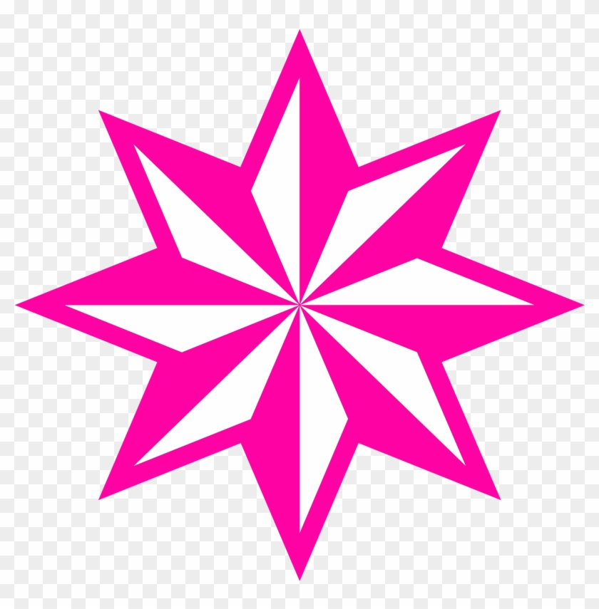 Pink Star Clipart Faceted Star - 8 Pointed Star Vector #273162