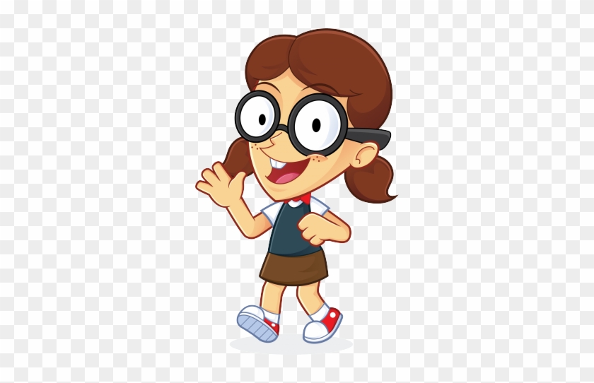 Boy Girl Waving Clipart - Girl Nerd Cartoon #273273