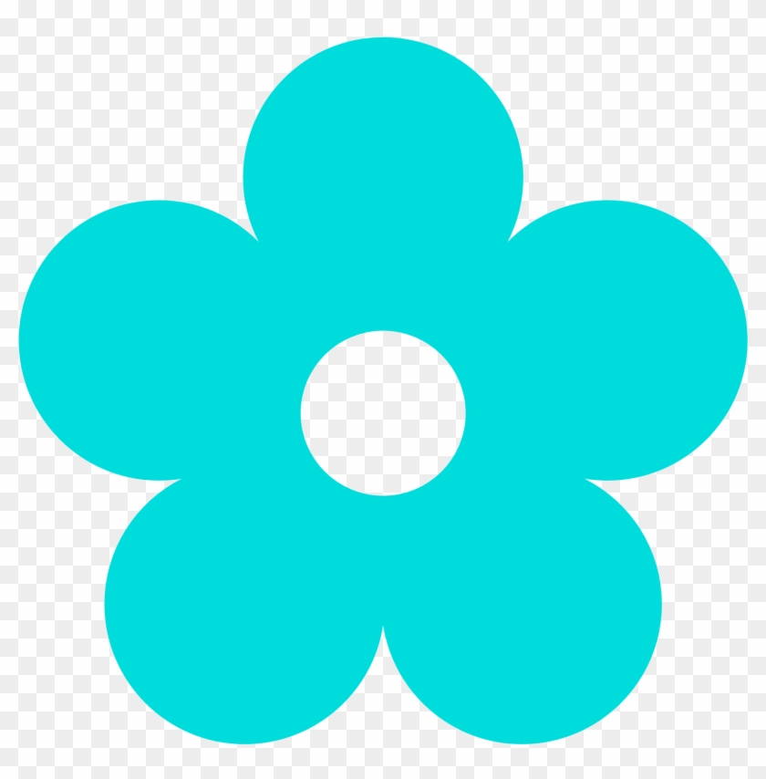 Retro Flower 1 Color Colour - Blue And Green Flower Clipart #273443