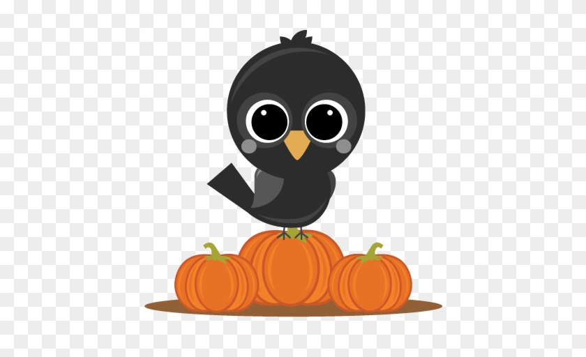 Autumn / Fall Crow On Pumpkins Clip Art - Cute Fall Clip Art #273442