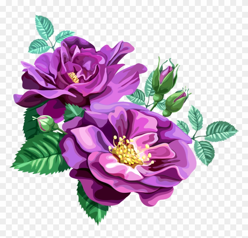 Rose Bouquet Cli̇part Transparent - Free Purple Flowers Vectors #273560