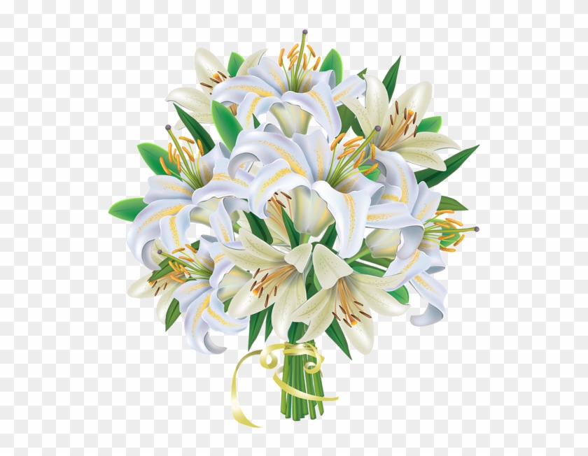 White Lilies Flowers Bouquet Png Clipart Image - Flower Bouquet Png Clipart #273626