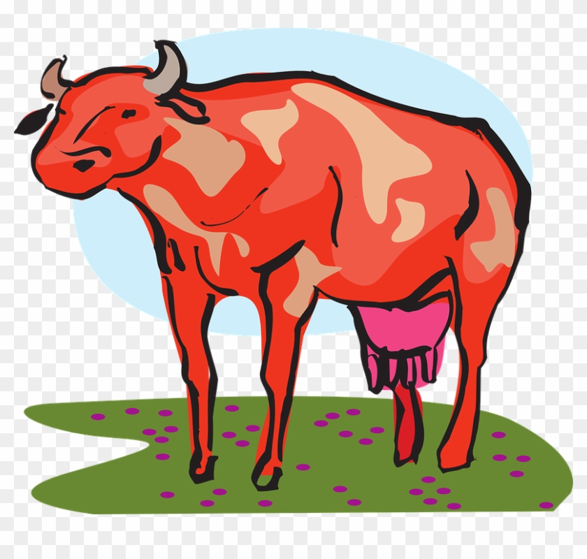 Red, Cartoon, Barn, Farm, Cow, Animal - Red Cow #273923