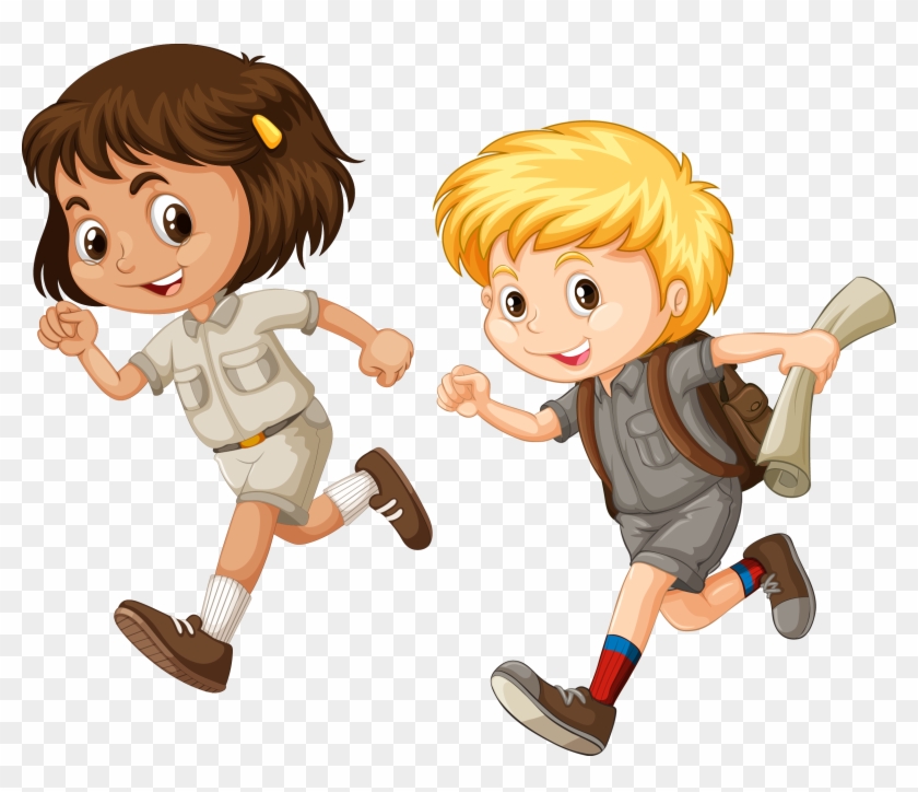 Child Running Cartoon Illustration - Cartoon Kids Running #273988