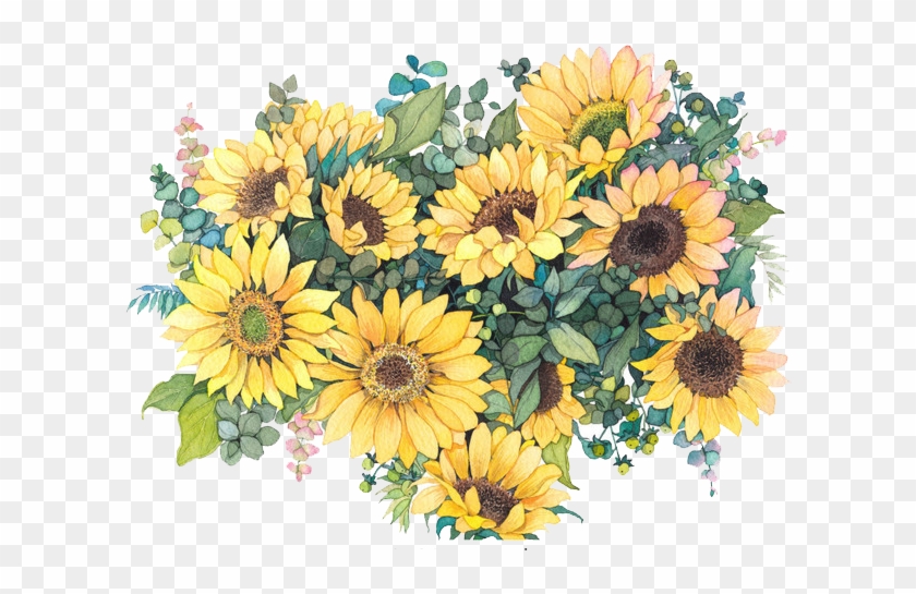 Common Sunflower Watercolor Painting Illustration - Sunflower Watercolor Png #274012