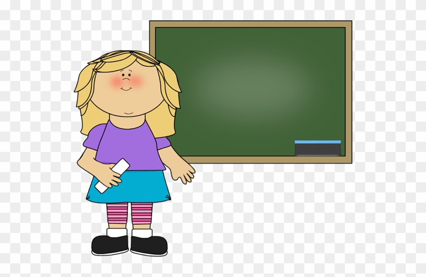 Girl Standing At Chalkboard Clip Art - Maximizing The Use Of Overhead Projector #274184