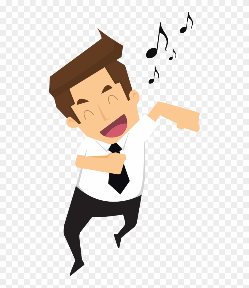 Happy Businessman Rushing And Singing - Happy Businessman Clipart Png #274316
