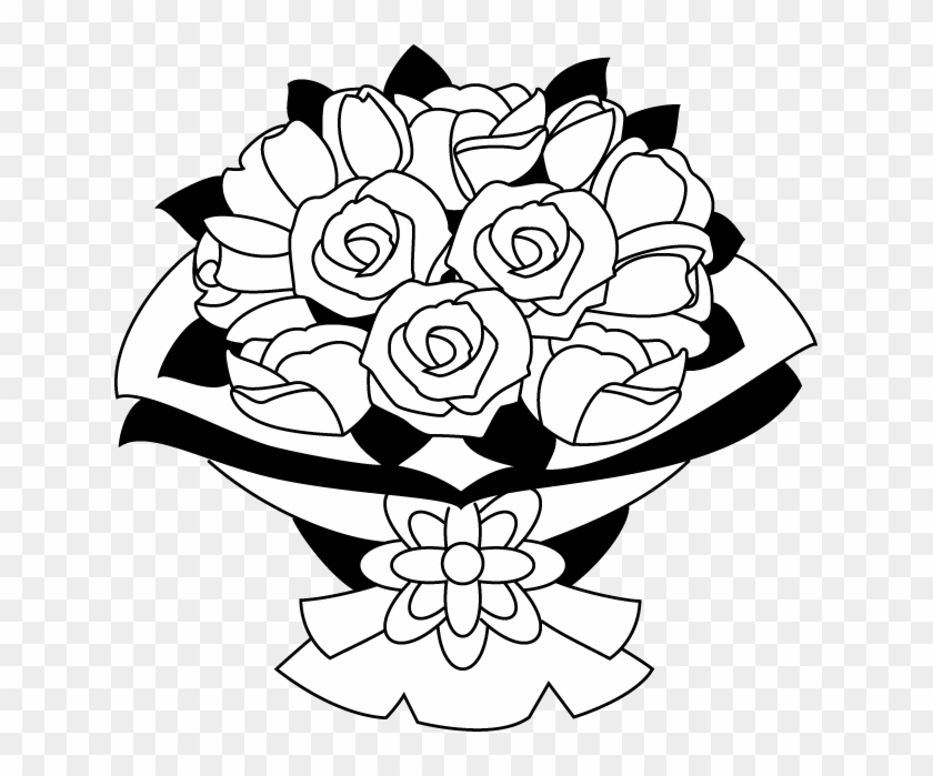 Art Black And White Bouquet Clipart - Flowers Bouquet Clipart Black And White #274545