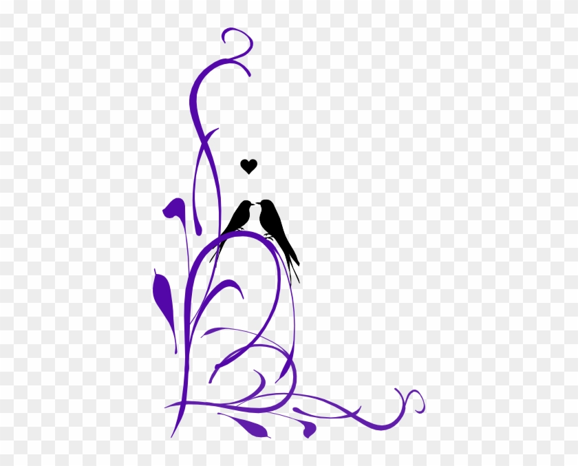 Love Birds On Branch Clip Art Clipart - Purple Love Birds Clipart #274576