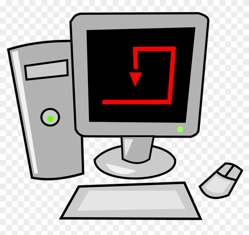 Computer, Mouse, Monitor, Keyboard, Desk, Cartoon, - Computer Cartoon #274916