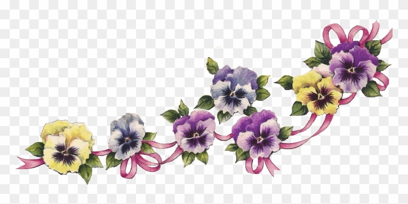 Purple Flower Clipart Flower Garland - Vintage Pansy Border #275193
