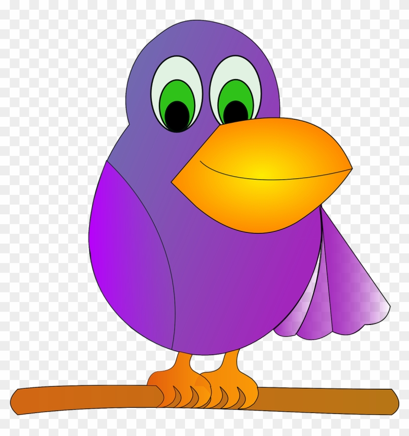 Purple Bird Clipart - การ์ตูน สัตว์ สี ม่วง #275219