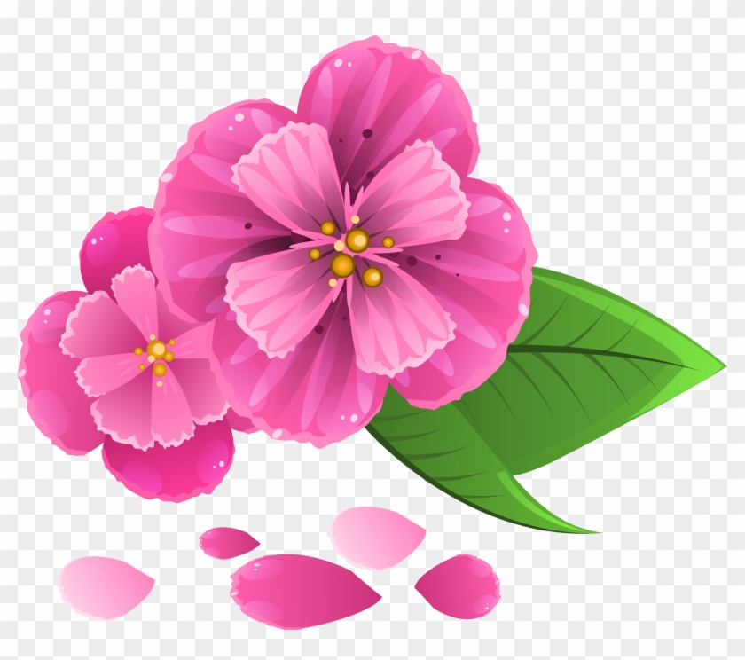 Pink Flower With Petals Png Clipart Image - Pink Flower Png #275359