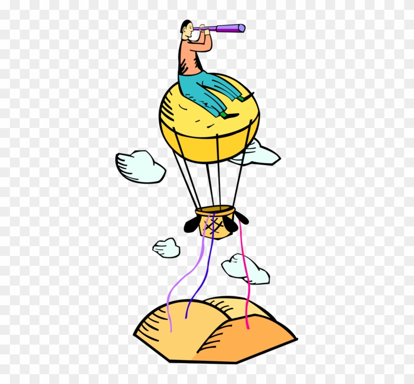 Vector Illustration Of Hot Air Balloon With Gondola - Vector Illustration Of Hot Air Balloon With Gondola #275520