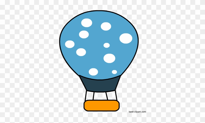 Blue Hot Air Balloon With White Polka Dots Clipart - Ben And Jerry's Peanut Butter #275527