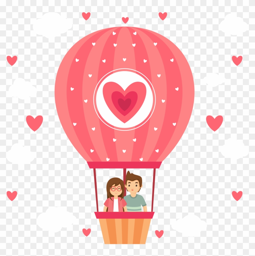 Hot Air Balloon - Love Couple Vector Png #275603